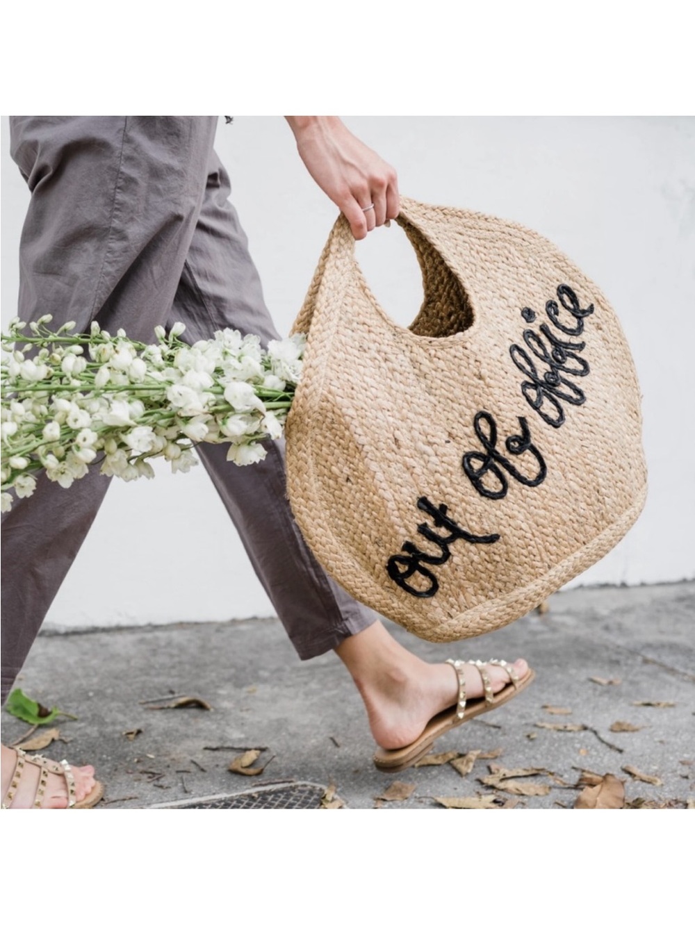 Shiraleah Jute Woven 'out of office' Statement Tote